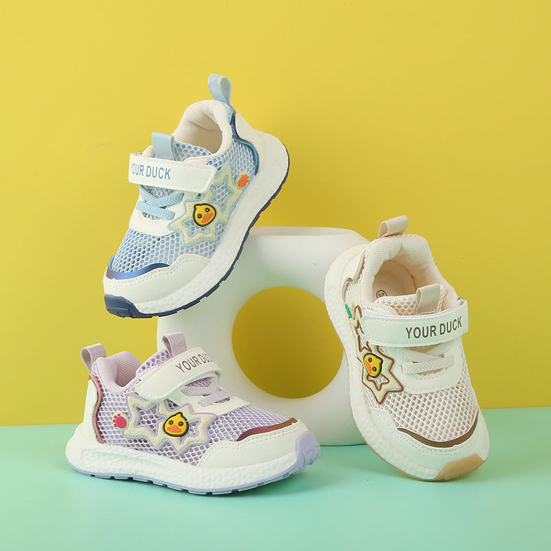 Functional Shoes, Summer Non-Slip Single Mesh Shoes for Children and Young Children, Breathable, Lightweight, Girls' Shoes, Wear-Resistant, Low-Top, Daily Casual Wear