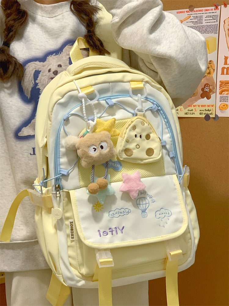 Junior High School Girls' Schoolbag High Color Value Cute Lightweight Large Capacity for Primary School Students and High School Students Backpack for Women