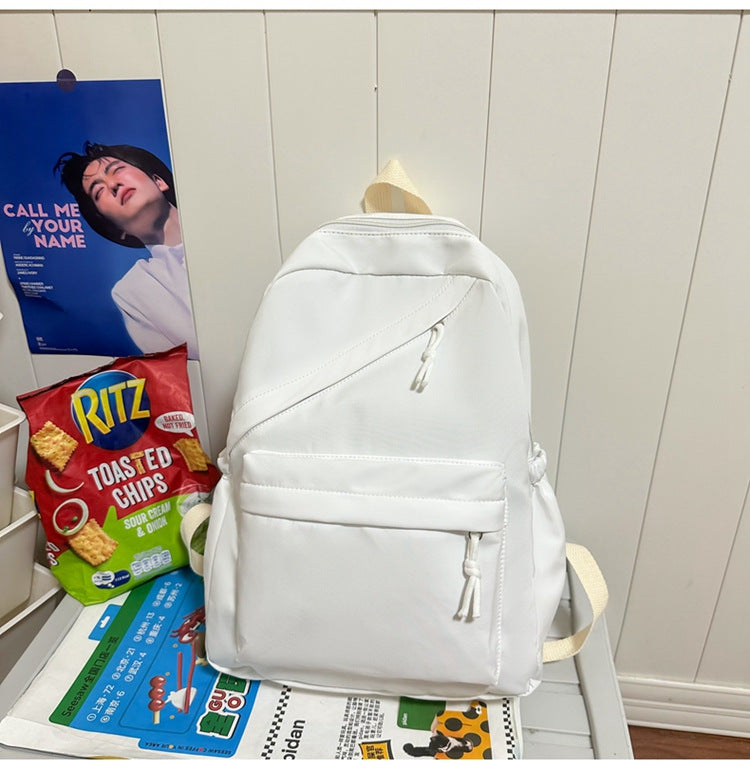 New Large Capacity Primary School Junior High School Students' Casual Schoolbag Japanese Style Fashion Simple Solid Color Travel Backpack