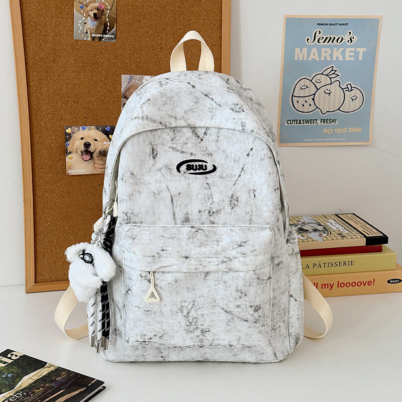 Korean Style Japanese Niche Fashion Simple Tie-Dye Backpack for Middle and High School Students, Large Capacity College Student Backpack