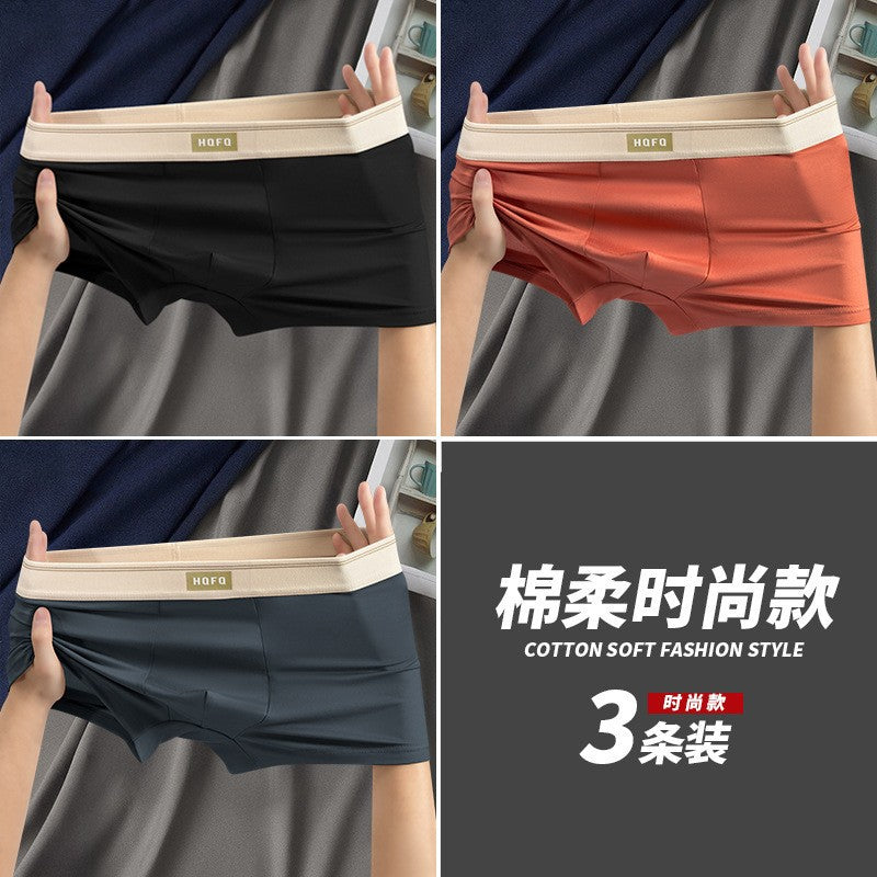 Men's Underwear Simple Boxer Briefs Skin-Friendly Breathable Antibacterial Crotch Comfortable Elastic Mid-Waist Boxer Briefs Ready for Sale