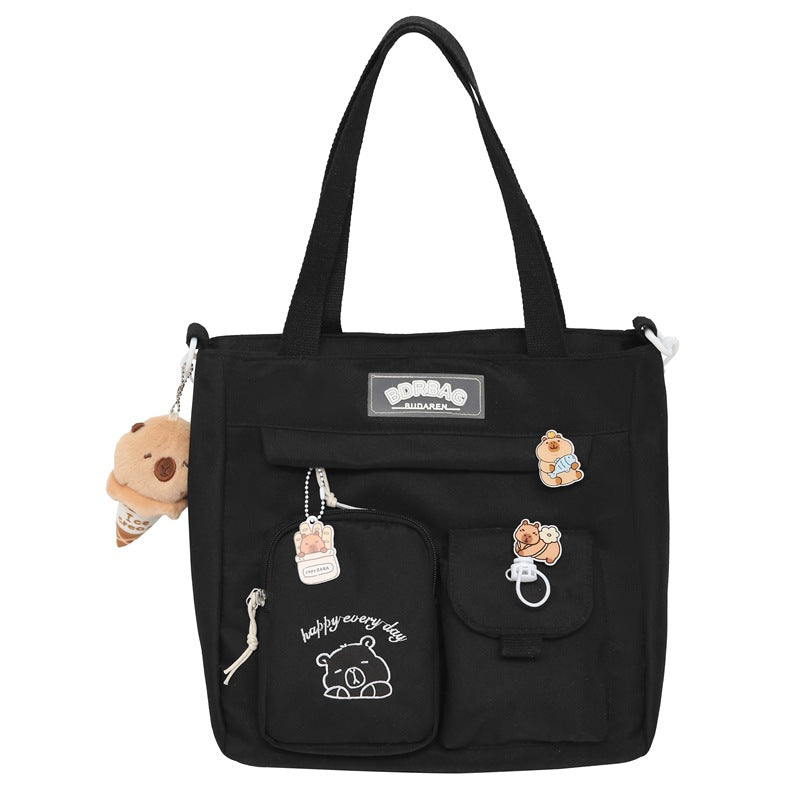 Ins Style School Bag for Girls, Versatile Color-Blocking Large-Capacity Backpack for Middle School and High School Students, Campus Style