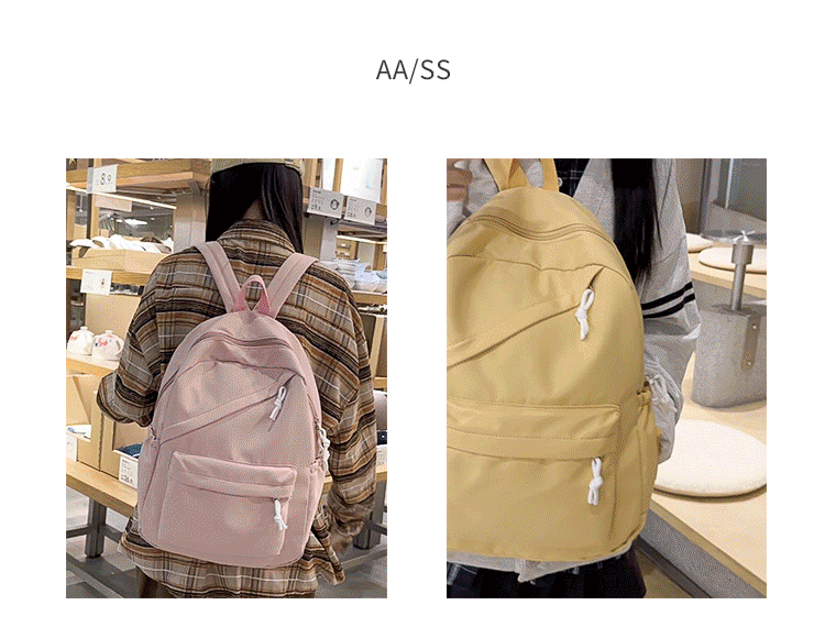 New Large Capacity Primary School Junior High School Students' Casual Schoolbag Japanese Style Fashion Simple Solid Color Travel Backpack