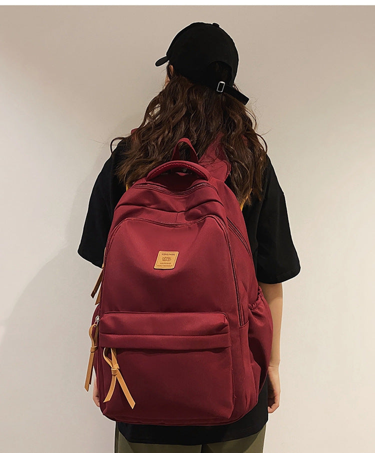 Solid Color Simple Couple's Schoolbag Large Capacity Fashionable All-match Personality Niche Backpack Travel Class Tutoring Backpack
