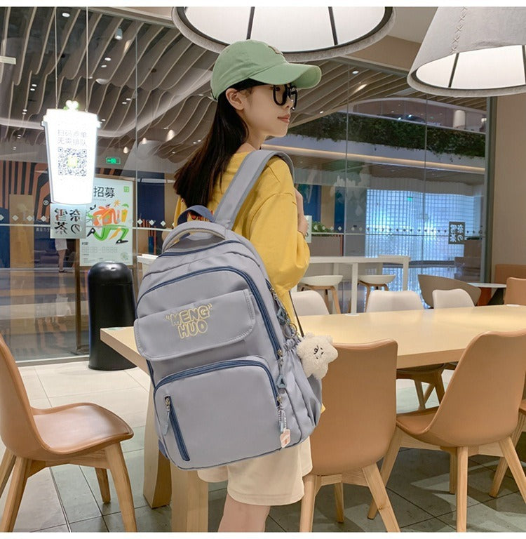 Junior high school Senior high school student schoolbag Korean leisure backpack 2024 autumn new large capacity simple trend backpack
