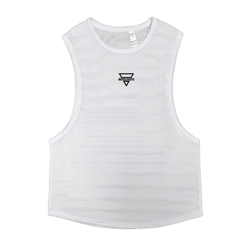 Men's muscle sports vest fashion brand sleeveless waistcoat American fitness casual loose training clothes bodybuilding T-shirt