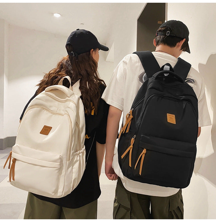 Solid Color Simple Couple's Schoolbag Large Capacity Fashionable All-match Personality Niche Backpack Travel Class Tutoring Backpack