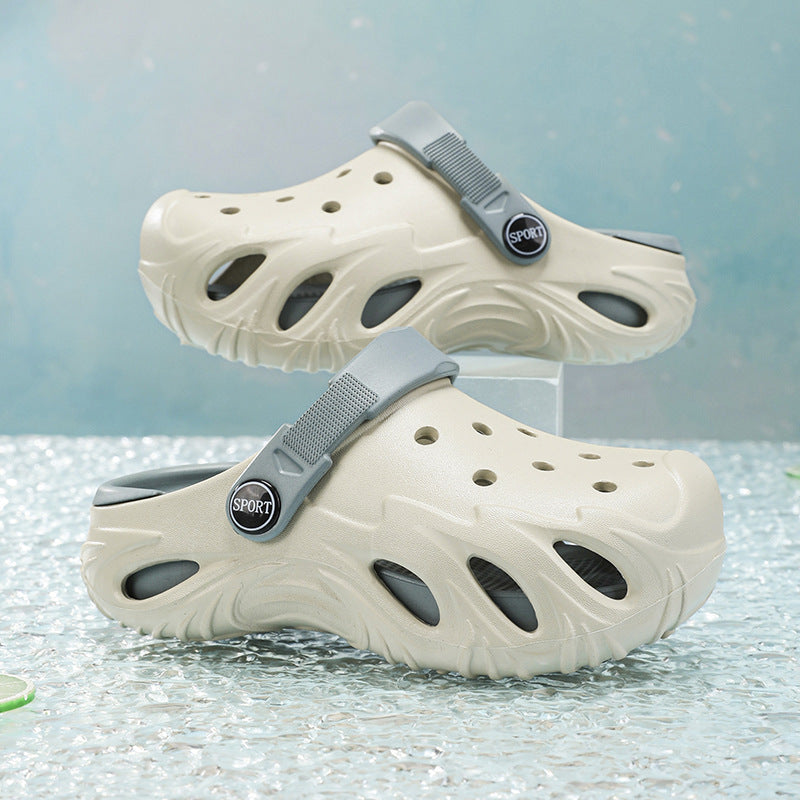 Children's hole shoes soft bottom excrement feeling outdoor wear sandals summer non-slip light children baotou slippers wholesale