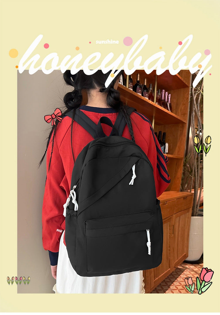 New Large Capacity Primary School Junior High School Students' Casual Schoolbag Japanese Style Fashion Simple Solid Color Travel Backpack