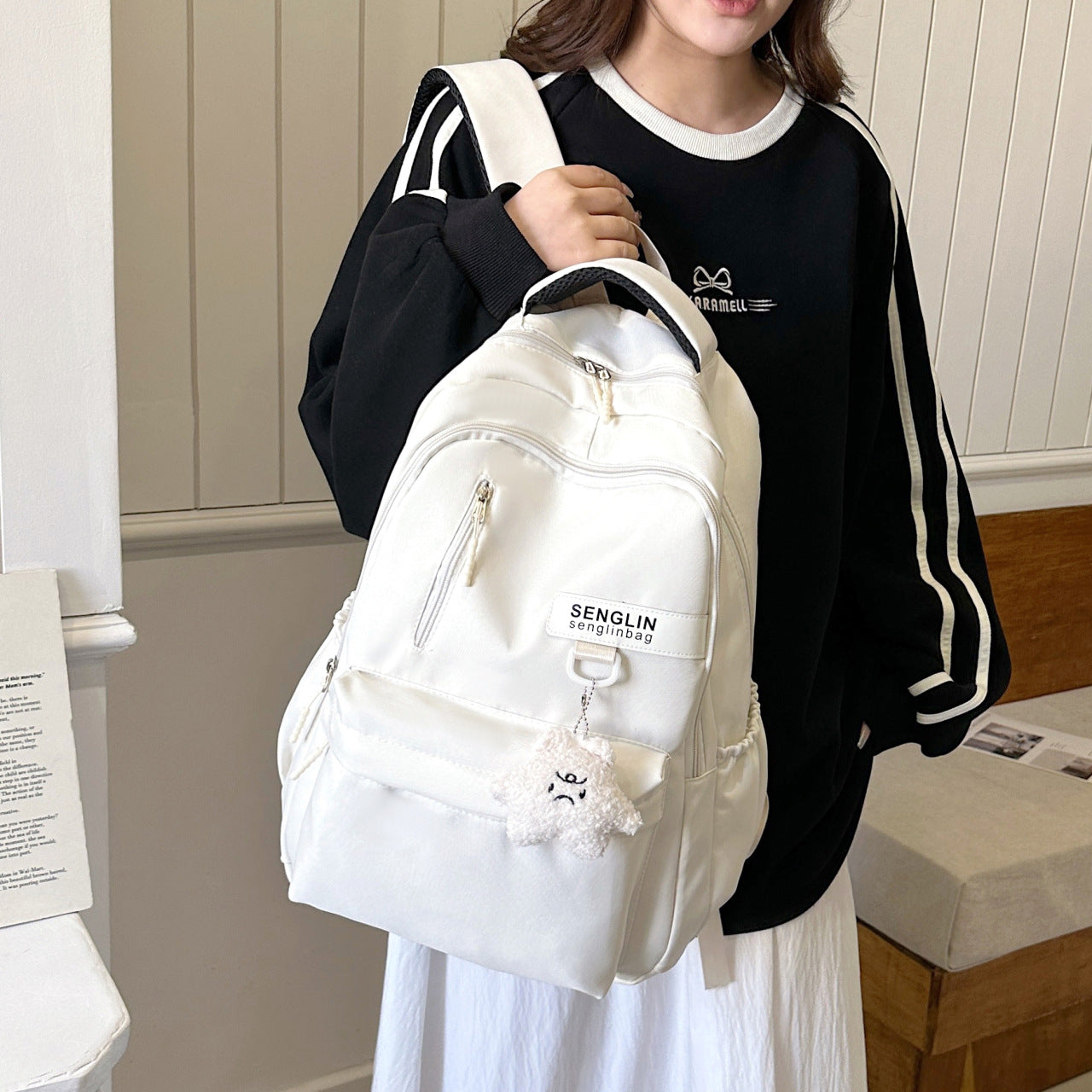 Simple Schoolbags for Boys, College Students, High School Students, Large-Capacity Girls' Backpacks, College Style Korean Fashion Couple Pairs