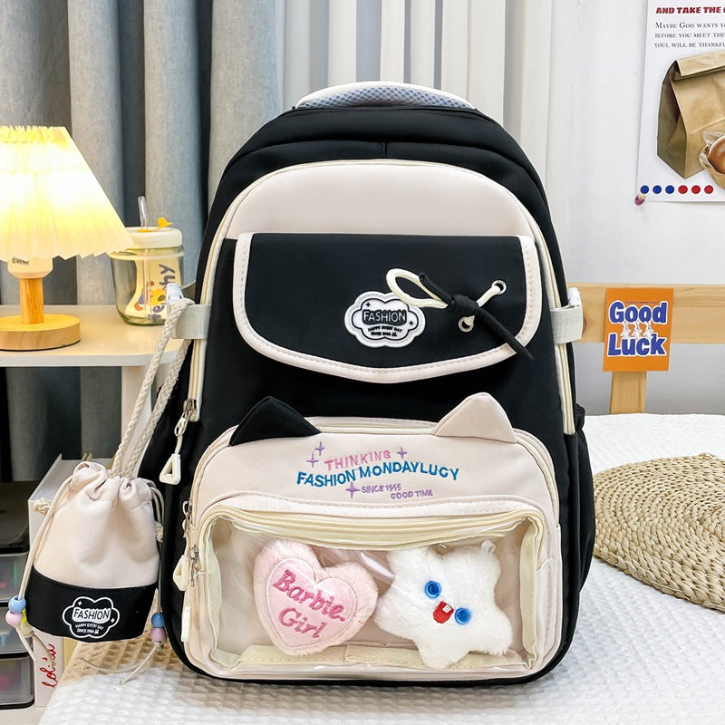 High-Looking Ins Style Schoolbag Junior High School Girl Backpack High School Student Large Capacity Cute Pain Bag Dopamine Backpack