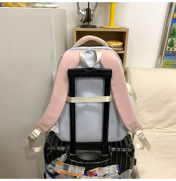 College Style School Bag Three-Piece Set for Girls with Good Looks and Versatile DIY Girl Pain Bag Student Class Backpack Tutoring Bag