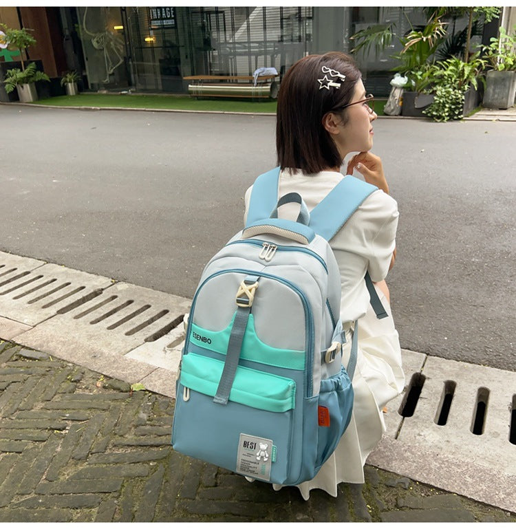 Schoolbag Women's Korean-style Harajuku Backpack Campus Style Junior High School Senior high school Student Schoolbag Simple Fashionable Large Capacity Backpack