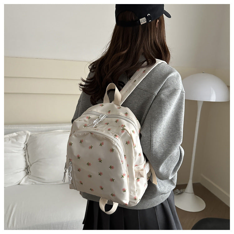 Fashionable and Simple Printed Backpack, Trendy and Trendy, Lightweight, Large-Capacity, Personalized School Bag for Middle School Students, Women's Backpack