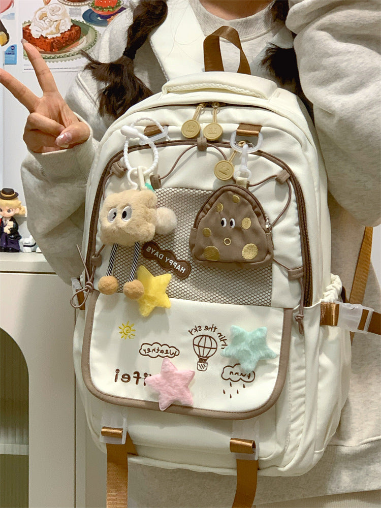 Junior High School Girls' Schoolbag High Color Value Cute Lightweight Large Capacity for Primary School Students and High School Students Backpack for Women