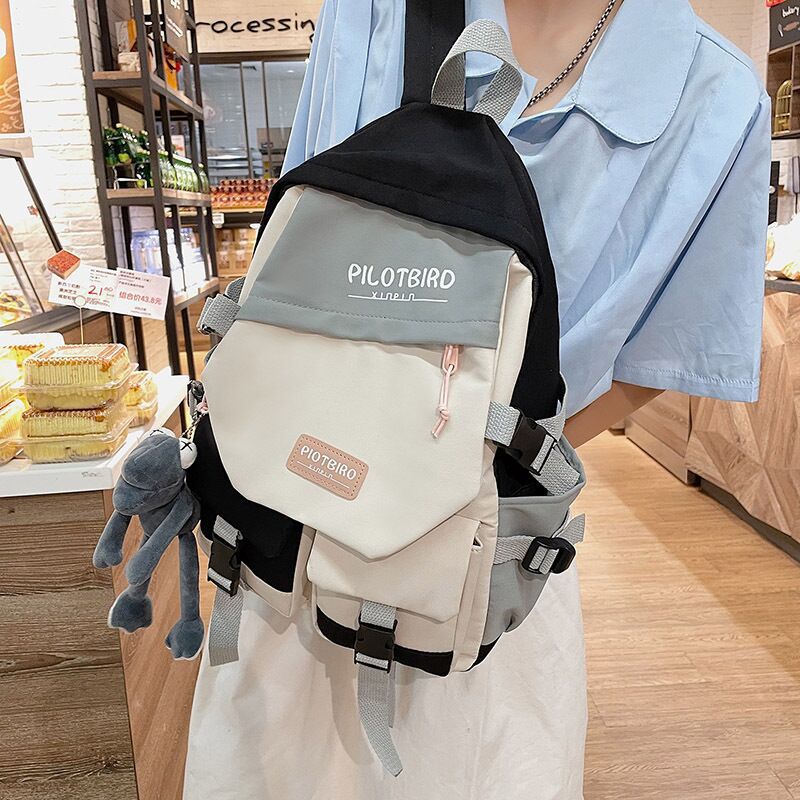 2026 New Nylon Color-Blocking Student Backpack, Fashionable and Trendy Backpack for Elementary, Middle, and College Students