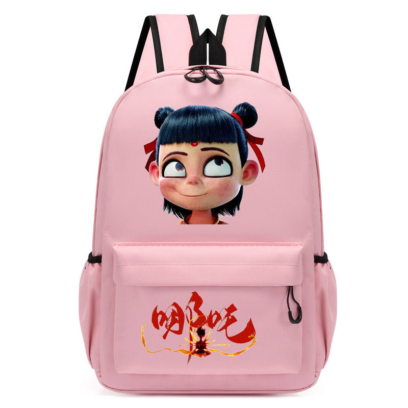 Douyin's New Nezha Cute Printed Kindergarten Girls Pink School Bag Children's Campus Outdoor Backpack