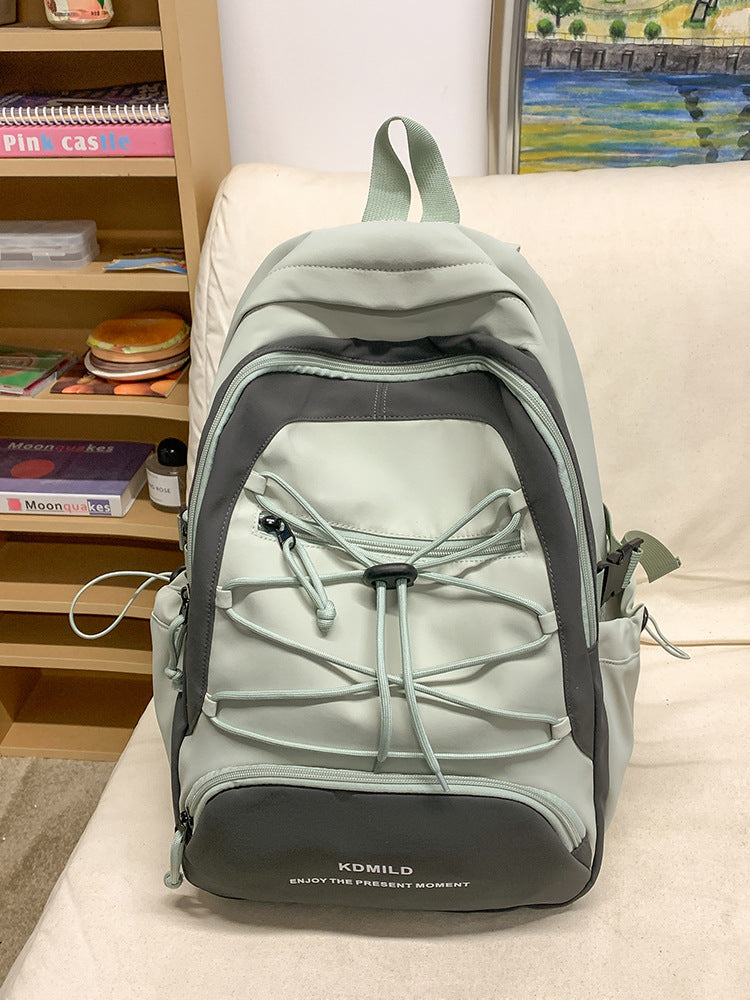 Mountain-Style Outdoor Hiking Backpack for Women, Large Capacity, Unique Design, Lightweight, High-End Gray School Bag for High School Girls