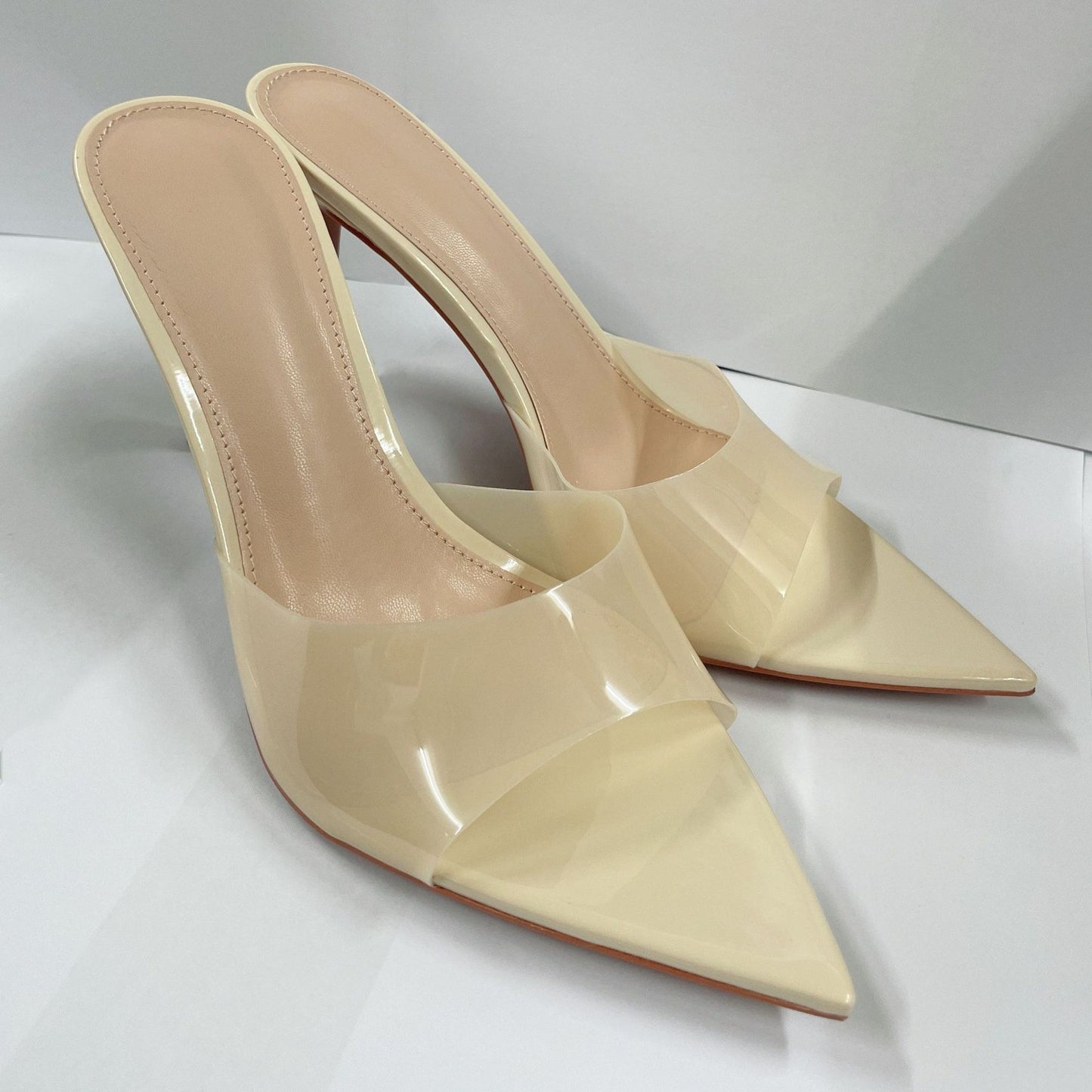 Transparent High-Heeled Shoes for Women, Versatile Sandals, Slimming, Thin Heels, Pointed Toes, Sexy Open-Toe Slip-Ons, New Spring and Summer 2026 Models