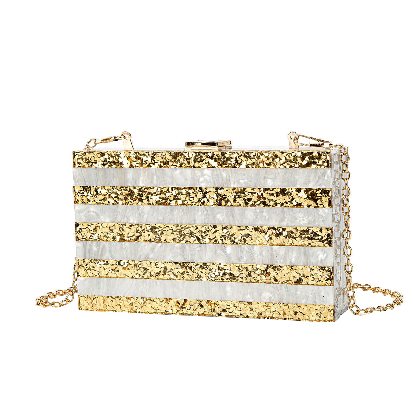 2023 new evening bag fashion striped stitching Pearl acrylic clutch cross-border Amazon exclusive