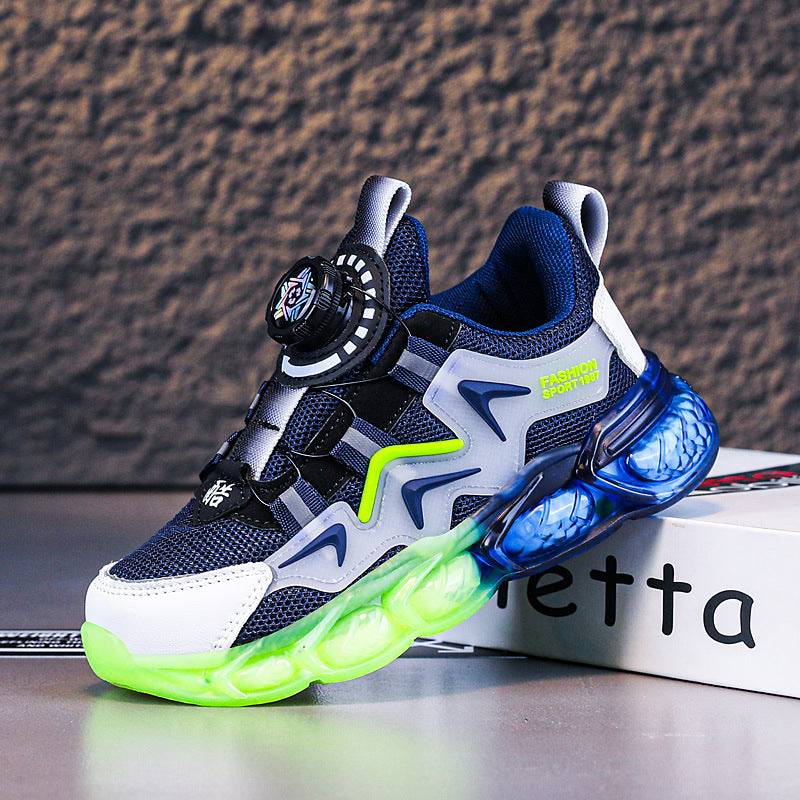 Cross-border children's shoes 2025 spring new mesh breathable boys sneaker big children's soft bottom running shoes wholesale