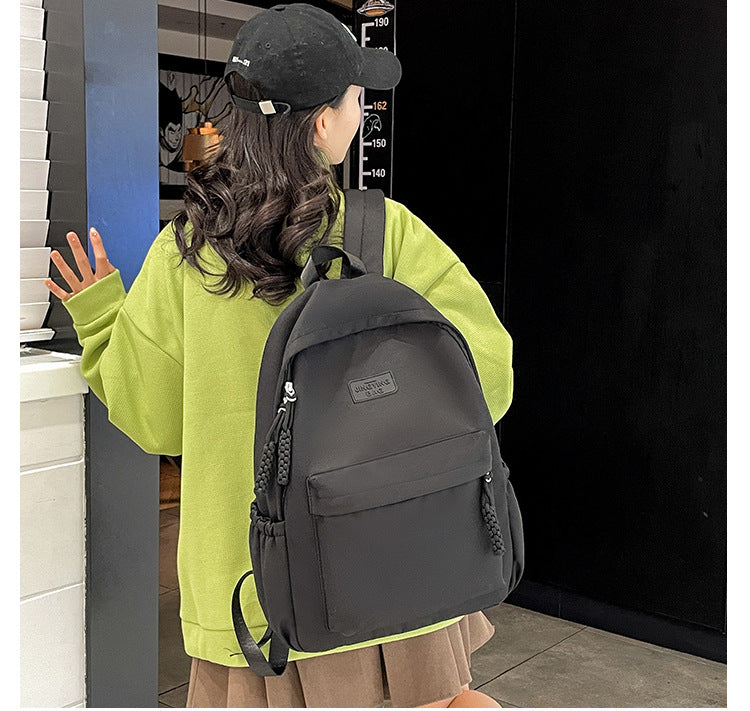 Schoolbag Women's 2024 New Large Capacity High School Student Backpack Solid Color Simple All-match Women's Bag Class Student Backpack