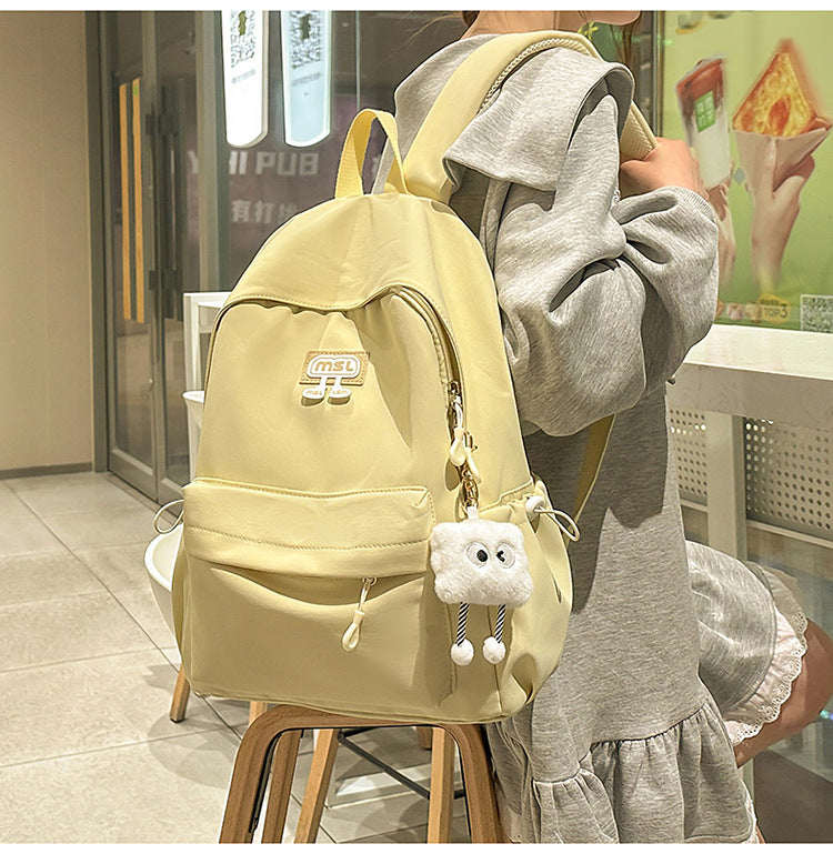 New School Bag Female College Student Large Capacity Backpack Lightweight Simple Short-Distance Travel Backpack High School Student School Bag