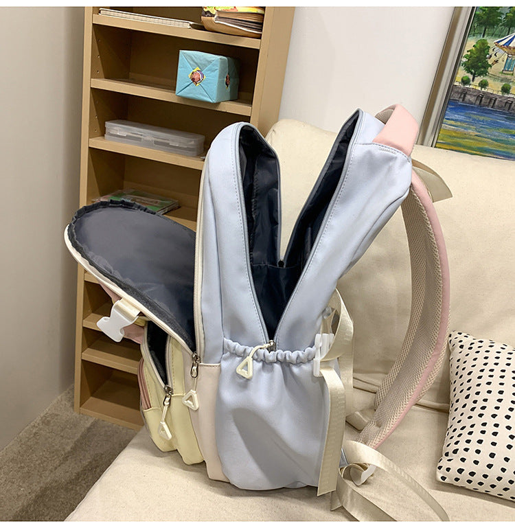 College Style School Bag Three-Piece Set for Girls with Good Looks and Versatile DIY Girl Pain Bag Student Class Backpack Tutoring Bag