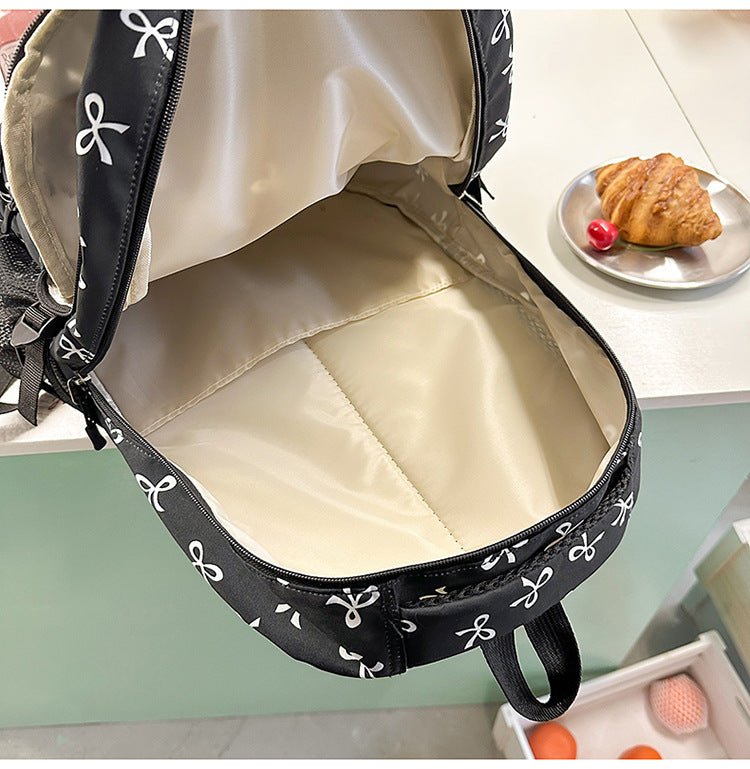 New Girls Backpack Japanese Ins Three-piece Bag Junior Senior high school Student Schoolbag Campus Style Large Capacity Backpack