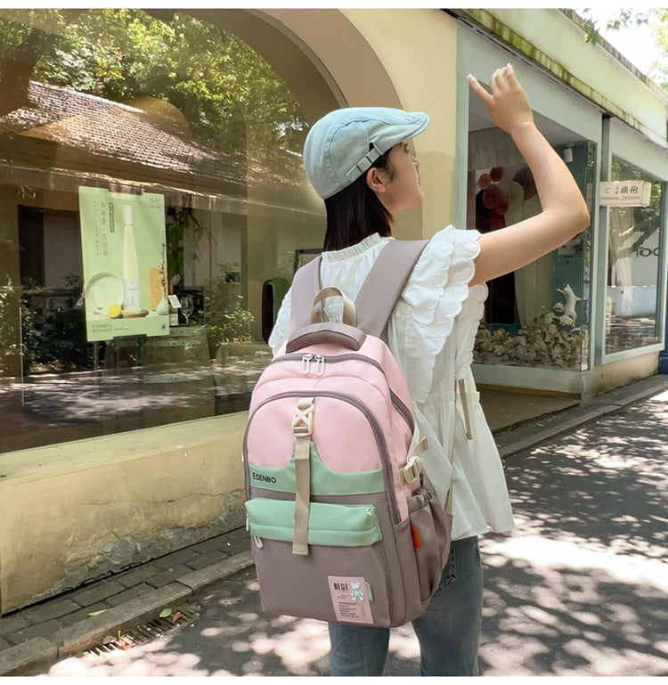 Schoolbag Women's Korean-style Harajuku Backpack Campus Style Junior High School Senior high school Student Schoolbag Simple Fashionable Large Capacity Backpack
