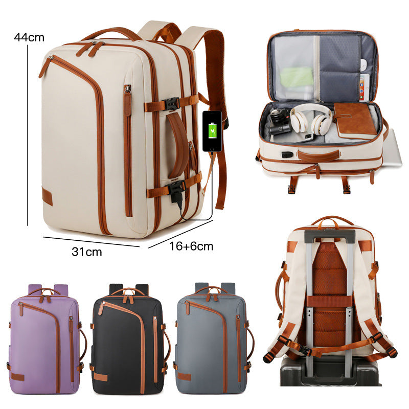 Backpack Expandable 15.6inch Business Backpack Multifunctional Casual Travel Backpack Contrast Color Student School Bag