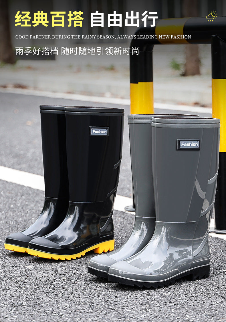 Taobao rain shoes men's beef tendon bottom camouflage waterproof non-slip wear-resistant water shoes fleece-lined warm labor protection shoes explosions wholesale