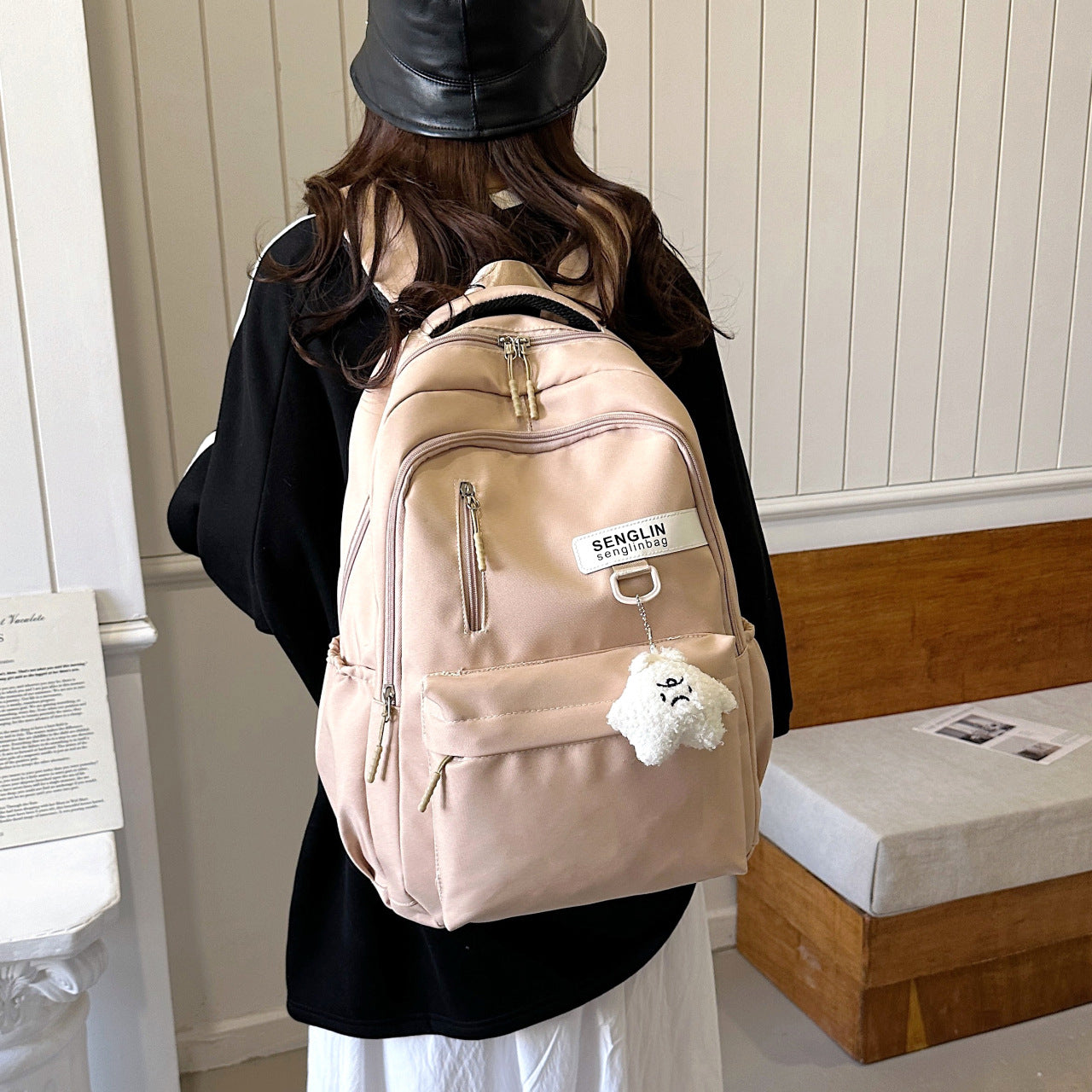 Simple Schoolbags for Boys, College Students, High School Students, Large-Capacity Girls' Backpacks, College Style Korean Fashion Couple Pairs