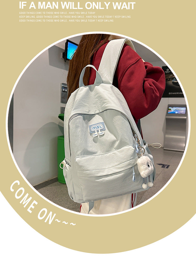 New School Bag Female College Student Large Capacity Backpack Lightweight Simple Short-Distance Travel Backpack High School Student School Bag