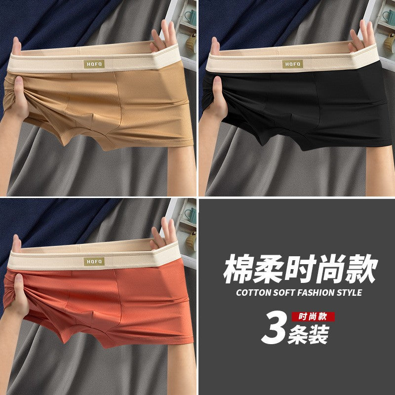 Men's Underwear Simple Boxer Briefs Skin-Friendly Breathable Antibacterial Crotch Comfortable Elastic Mid-Waist Boxer Briefs Ready for Sale
