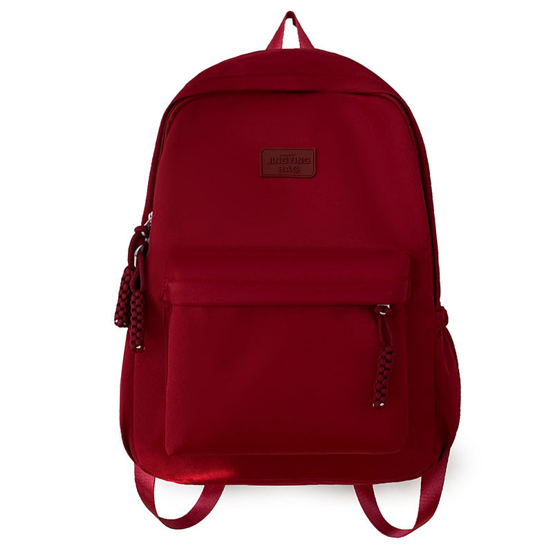 Schoolbag Women's 2024 New Large Capacity High School Student Backpack Solid Color Simple All-match Women's Bag Class Student Backpack