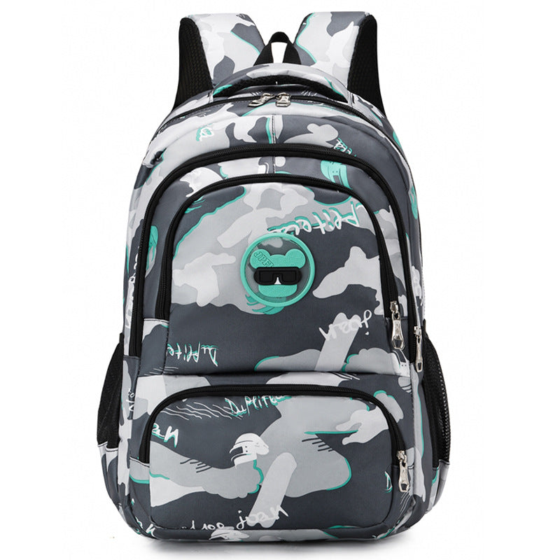 Camouflage Backpack, Junior High School Student School Bag, Lightweight, Simple, Wear-Resistant, Same Style for Men and Women, Large-Capacity Backpack