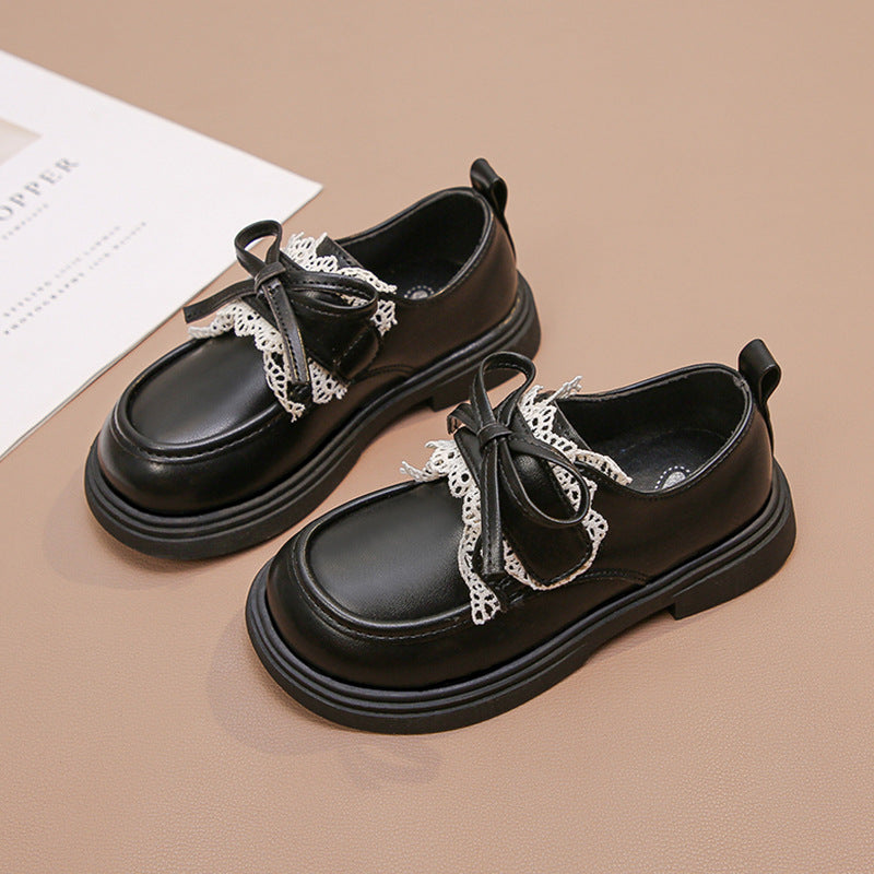 Children's Leather Shoes 2024 Autumn and Winter New Girls' Leather British Style Single-layer Shoes Large Children's Soft Sole All-match Fashion Boots