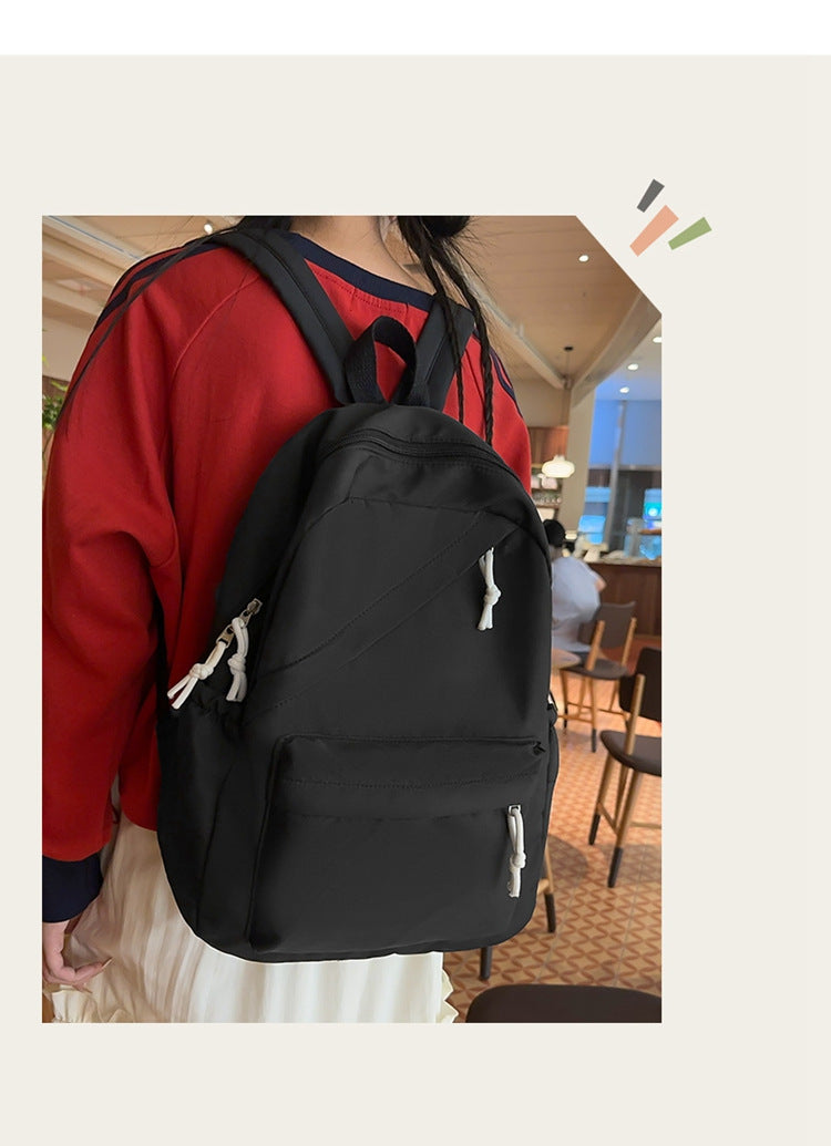 New Large Capacity Primary School Junior High School Students' Casual Schoolbag Japanese Style Fashion Simple Solid Color Travel Backpack