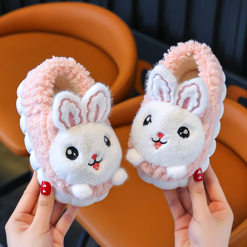 Winter Children's Cotton Slippers Girls' Princess Non-slip Warm Parent-child Large Small and Medium-sized Children's Baby Toddler Bag with Cotton Shoes Winter
