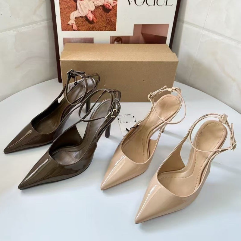 Factory Direct Sales 2025 Spring New Women's Shoes, Sexy High Heels, Pointed Toe, Hollow Back Stiletto Sandals, Flats
