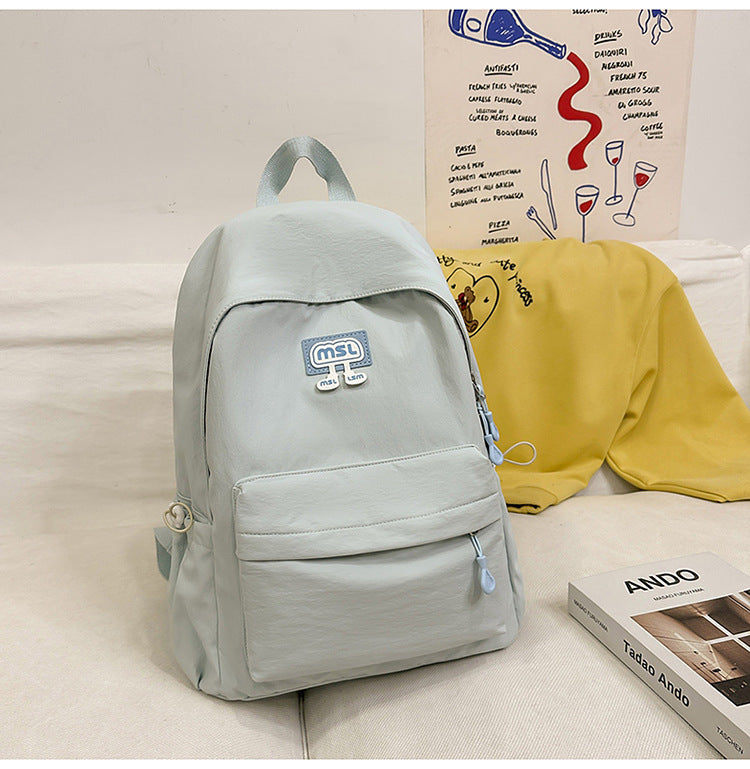New School Bag Female College Student Large Capacity Backpack Lightweight Simple Short-Distance Travel Backpack High School Student School Bag