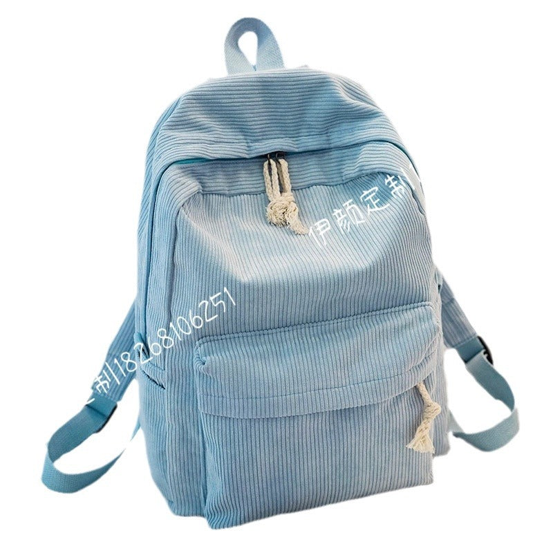 Cross-Border Personalized Embroidered Backpack Backpack School Bag Harajuku Versatile High School Student Personalized Corduroy College Style