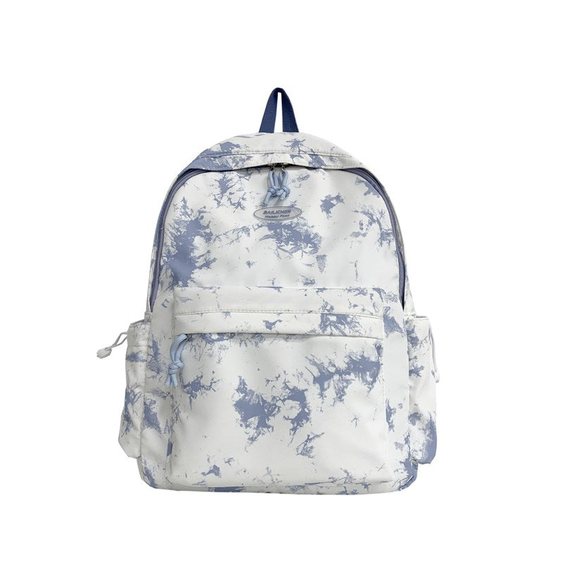 Korean Style Large Capacity Student Backpack Tie-Dye Ink Senior high school College Students Japanese Style Backpack National Fashion Western Style Schoolbag