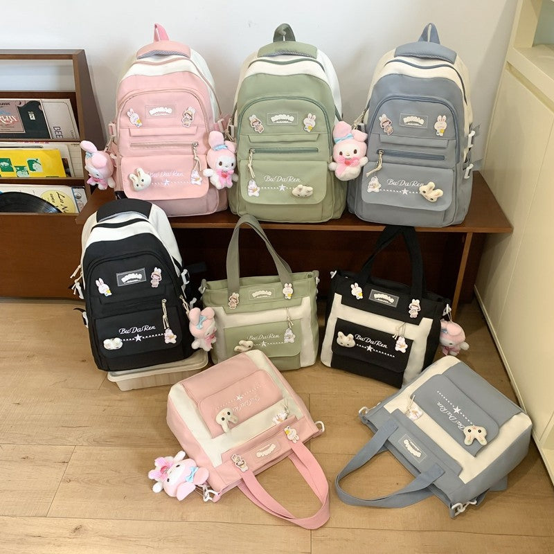 Student Bag Junior High School Student High School Student Backpack Large Capacity Nylon Breathable Comfortable Women's Backpack Canvas Bag