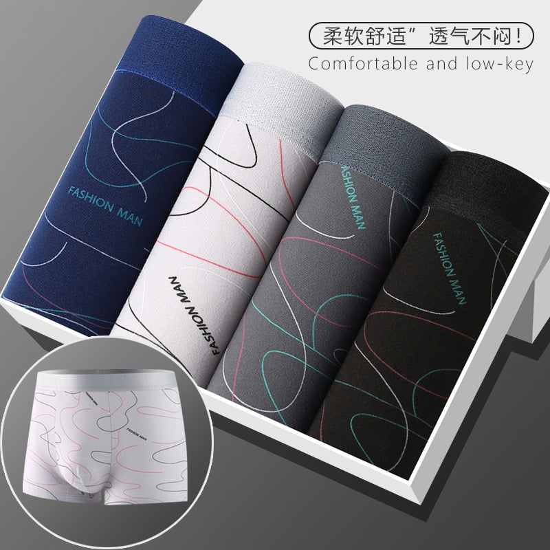 [Factory Direct Supply] Men's Underwear Men's Boxer Youth Mid-Waist Boxer Boys Large Size Pants Shorts Head