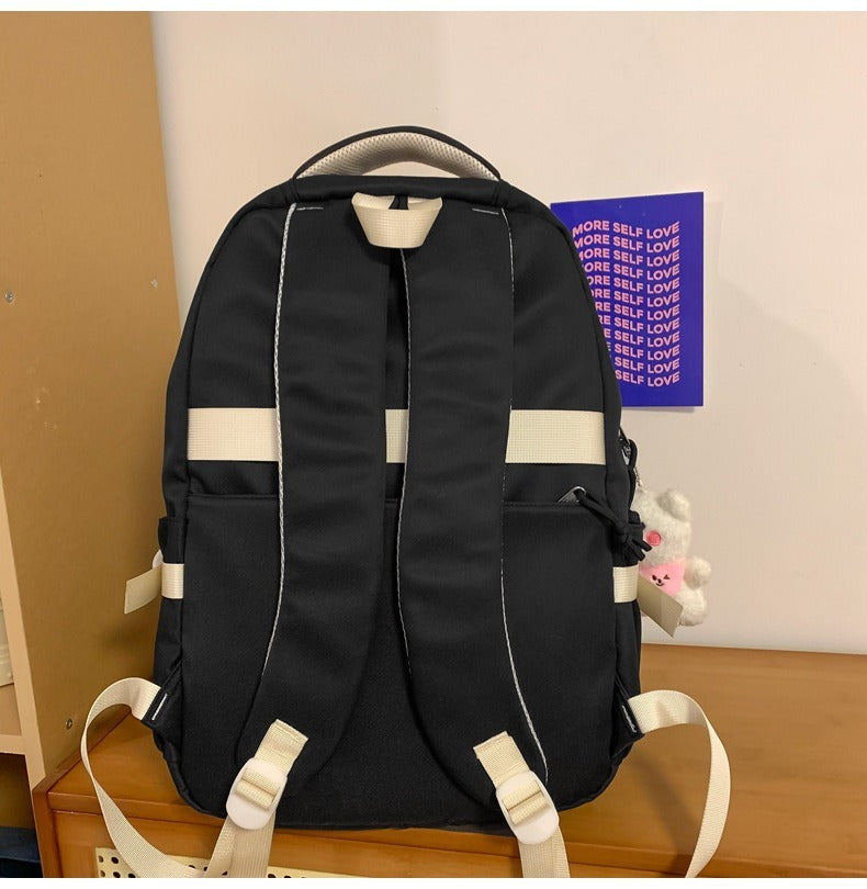 Korean Style Contrast Color Cute Backpack Female College Student Campus Style Schoolbag Japanese Style Junior High School Senior high school Large Capacity Backpack