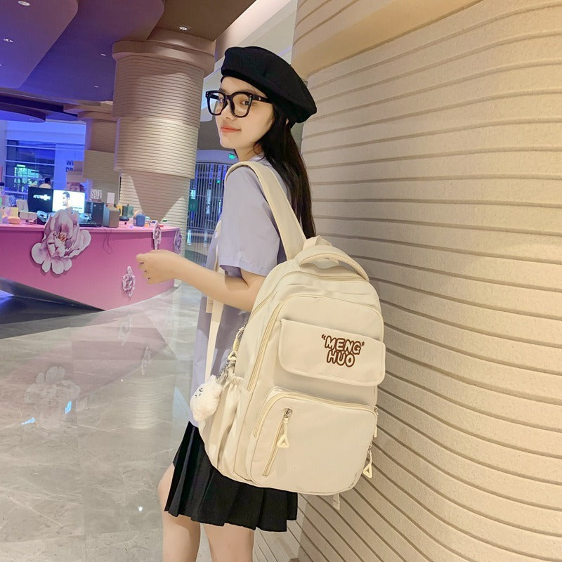 Junior high school Senior high school student schoolbag Korean leisure backpack 2024 autumn new large capacity simple trend backpack