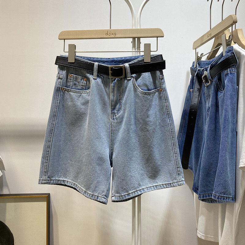 Five Points Jeans Summer 2022 New Internet Celebrity Thin High Waist Slim Wide Leg Pants Loose 5 Points Hot Pants
