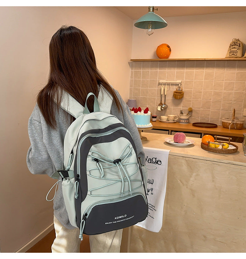 Mountain-Style Outdoor Hiking Backpack for Women, Large Capacity, Unique Design, Lightweight, High-End Gray School Bag for High School Girls